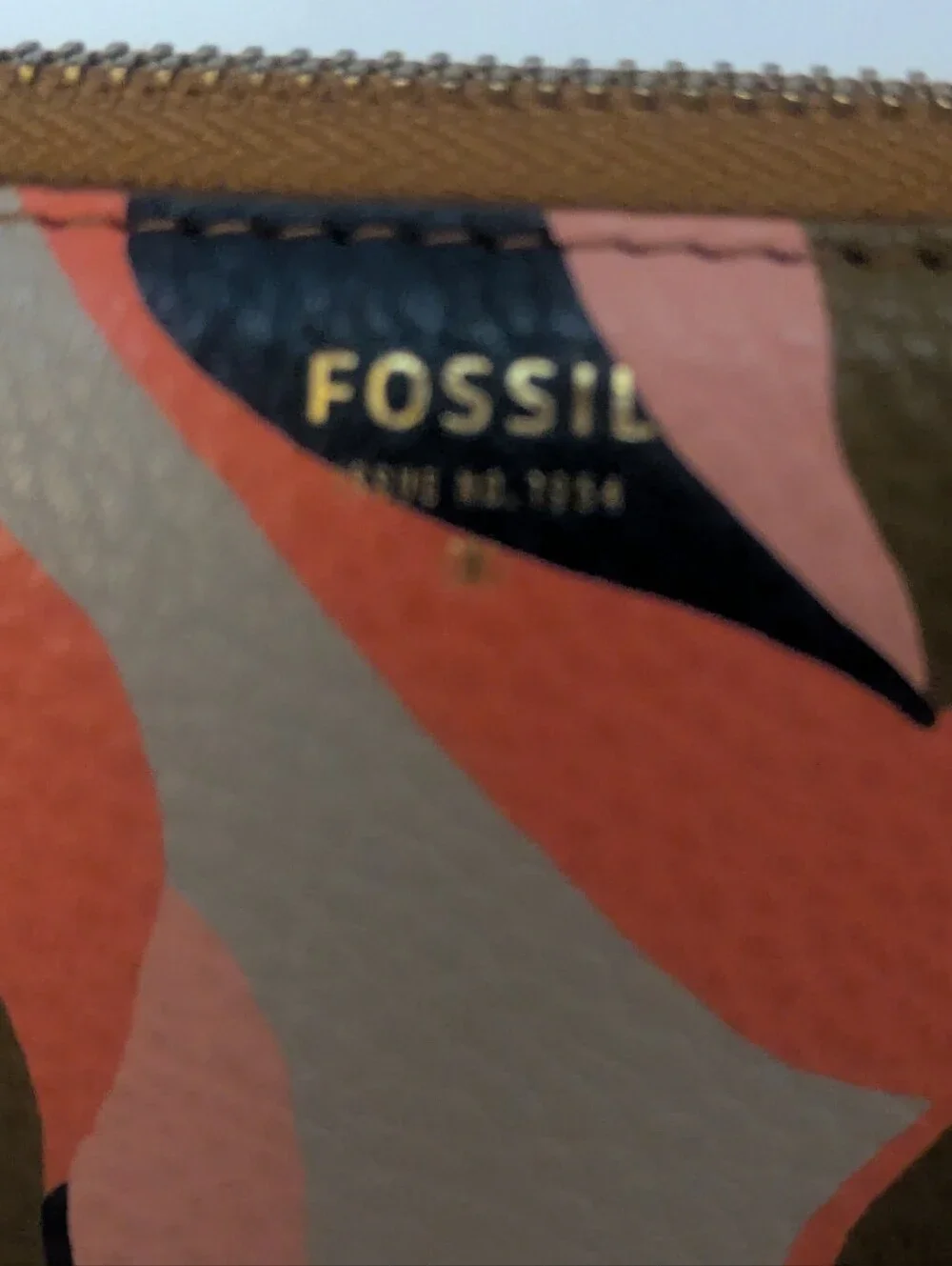Fossil Abstract  Floral Leather Zip Around Wristlet Wallet